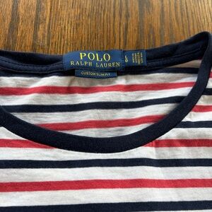 Polo Ralph Lauren Striped Shirt Custom Slim Fit Large Pocket Tee